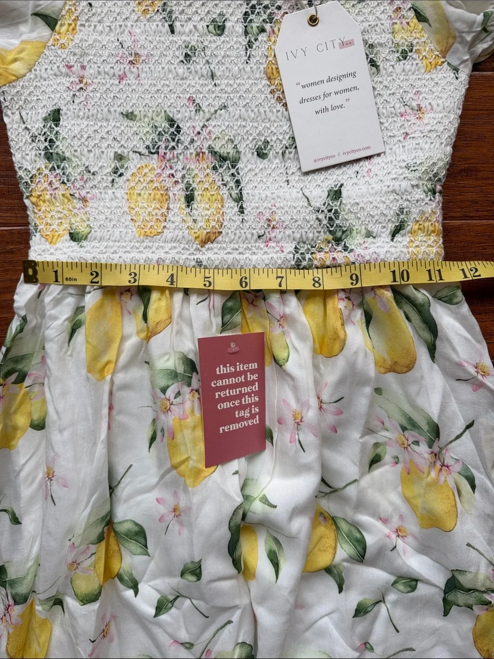 NWT Ivy City Co Lemon Smocked Ruffles Summer Country Size  11 - 12